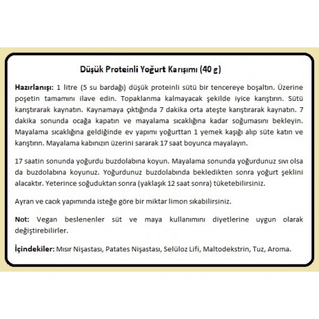 Düşük Proteinli Yoğurt Karışımı - 40g